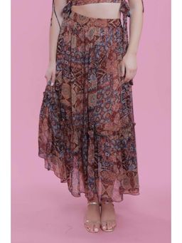 French Theory - Brown Chiffon Gathered Skirt