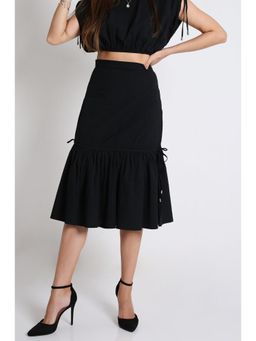 French Theory - Black Midi Fit and Flared Skirt