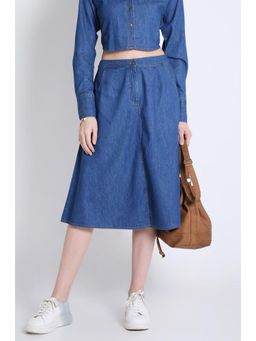 French Theory - Blue Denim A Line Skirt