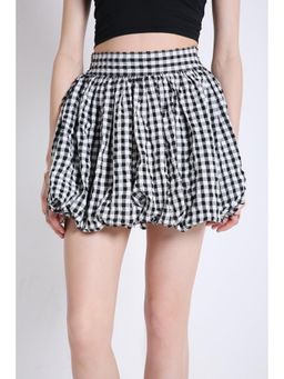 French Theory - Black Balloon Mini Skirt In Checks