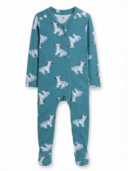 Cocoon Care - Baby Blue Bamboo Cotton Knit Zebra Printed Onesies