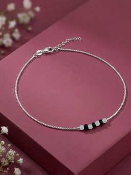 GIVA - 925 Silver Black Beads Anklet, Adjustable