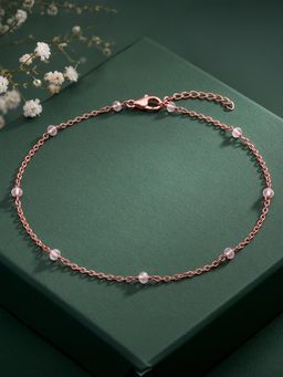 GIVA - 925 Silver Rose Gold Arlette Anklet,Single