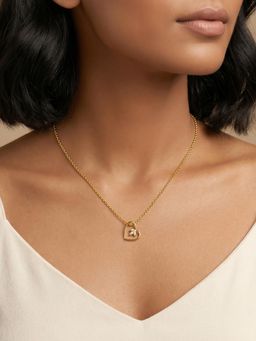 GIVA - 925 White Golden Amora Heart Pendant with Link Chain