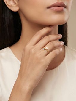 GIVA - 925 Silver Golden Starlet Bloom Ring, Adjustable