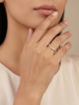 GIVA - 925 Silver Golden Halo Curve Ring, Adjustable