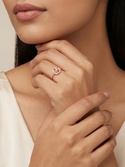 GIVA - 925 Silver Rose Gold Maelis Ring, Adjustable