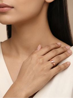 GIVA - 925 Silver Rose Gold Orbit Spark Ring, Adjustable