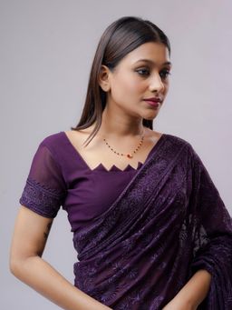 Abdesigns - Gold Plated Diamond Black Bead Mangalsutra For Women Red