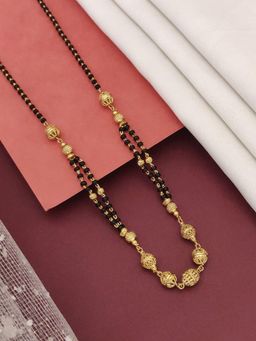 Abdesigns - Gold Plated American Diamond Studded And Beaded Mangalsutra Gold
