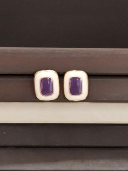 Abdesigns - Elegant Gold Plated Stud Earrings Purple