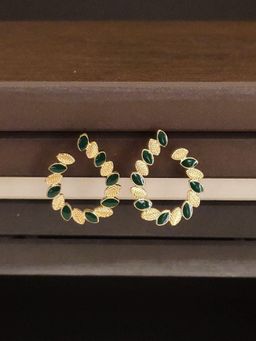 Abdesigns - Elegant Gold Plated Stud Earrings Green