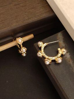 Abdesigns - Elegant Gold Plated Half Hoops Earrings Gold