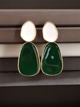 Abdesigns - Elegant Gold Plated Drop Earrings Green