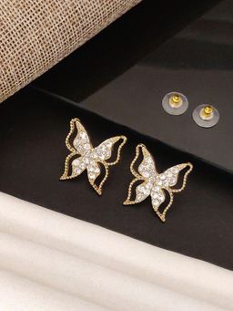 Abdesigns - Elegant Gold Plated Stud Earrings White