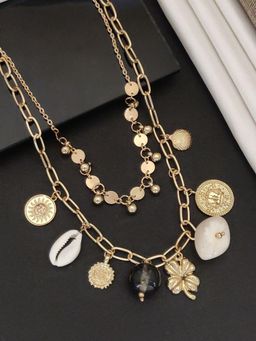 Abdesigns - Sophisticated Gold Plated Layered Necklace for Women White