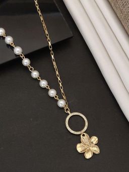 Abdesigns - Sophisticated Gold Plated Layered Necklace for Women White