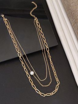 Abdesigns - Sophisticated Gold Plated Layered Necklace for Women White