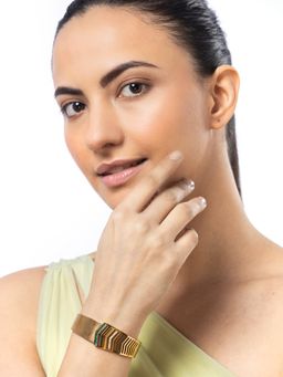 Sukkhi - Stainless Steel Openable Kada Bracelet for Women Green