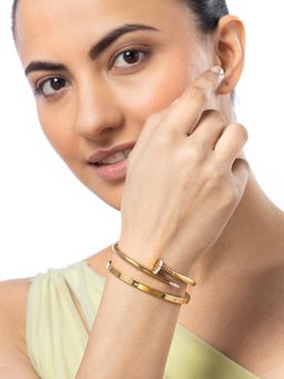 Sukkhi - Stainless Steel Openable Kada Bracelet Combo for Women Gold