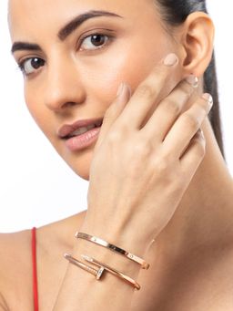 Sukkhi - Stainless Steel Openable Kada Bracelet Combo for Women Rose Gold
