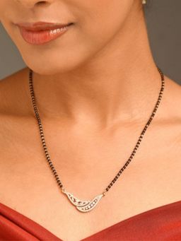 Abdesigns - Sophisticated Rose Gold Plated American Diamond Studded Mangalsutra Set White