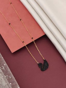 Abdesigns - Rose Gold Plated Swan Black Beaded Mangalsutra