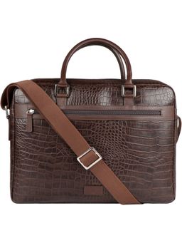 Hidesign - EE PAULO 01 Men's Brown Croco Melbourne Ranch Leather Briefcase Bag