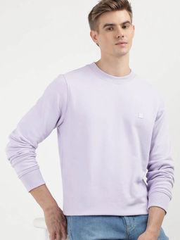 Calvin Klein - Men Solid Regular Fit Cotton Lavender Sweatshirt