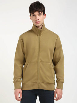 Calvin Klein - Men Solid Regular Fit Polyester Olive Sweatshirt