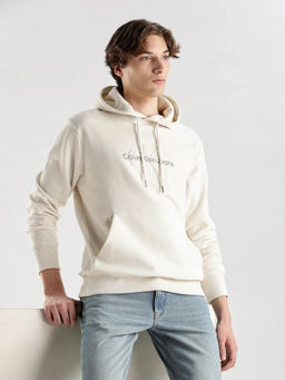 Calvin Klein - Men Regular Fit Cotton Off White Sweatshirt