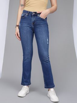 Xpose - Women Comfort Low Distress Straight Fit High-Rise Stretchable Jeans