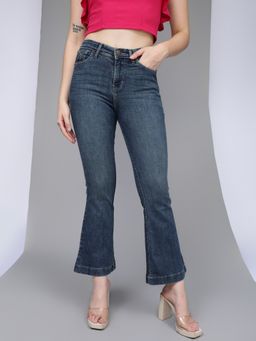 Xpose - Women Navy Blue Comfort Flared High-Rise Stretchable Jeans