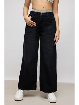 FREAKINS - Wide Leg Black Boxer Jeans