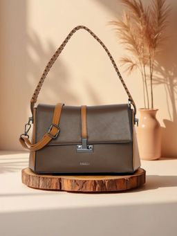 ESBEDA - Brown Colour Verona Structured Handbag with Detachable Strap For Women's (Medium)