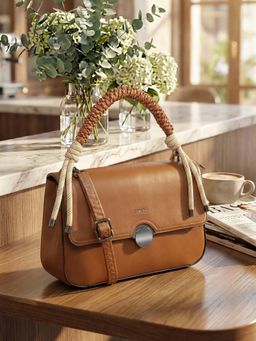 ESBEDA - Tan Colour Metro knot Handbag with Detachable Strap For Women's (Medium)