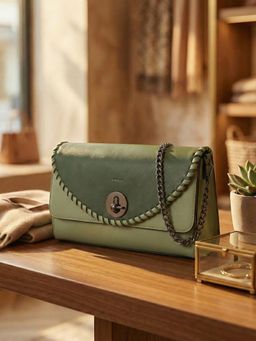 ESBEDA - Olive Green Colour Luna Stitch Flap Sling bag For Women's (Medium)