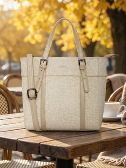 ESBEDA - Beige Colour Athena Elegant Handbag with Detachable Strap For Women's (Medium)