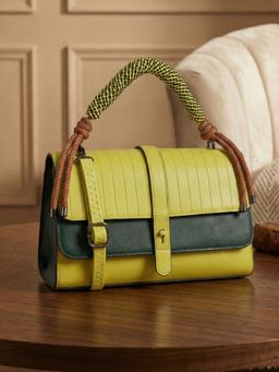 ESBEDA - Lime Green Colour Celeste Rope Accent Handbag with Detachable Strap For Women's (Medium)