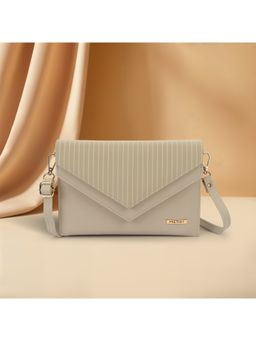 Metro - Beige Solid/Plain Sling and Cross Bags