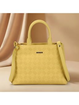 Metro - Yellow Solid/Plain Satchel Bag with Detachable Strap