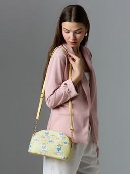 Caprese - Women Scarlet Yellow Floral Printed Sling Bag (Small)