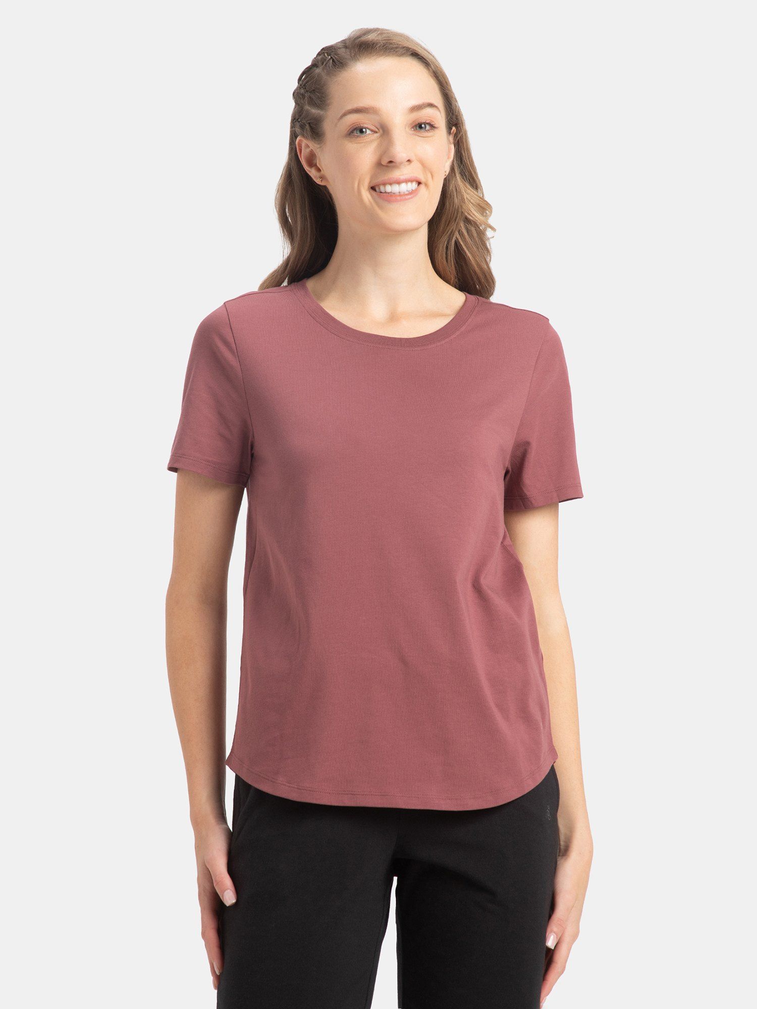 jockey AW88 Women Cotton Rich Relaxed Fit Curved Hem Styled T-Shirt - Wild Ginger-picture-20
