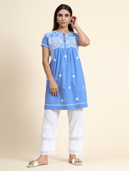 HOUSE OF KARI - Hok Chikankari Tunic Women Light Blue