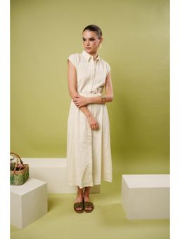 Blanche by Rashika - Women Beige Daylight Grace Dress with Belt