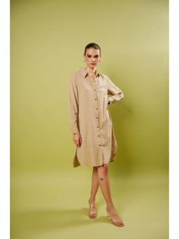 Blanche by Rashika - Women Beige Wild Majesty Shirt Dress