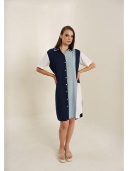 Blanche by Rashika - Women Navy Blue Split Hue Tunic Dress