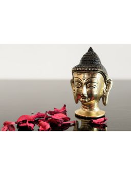 eCraftIndia - Golden Metal Buddha Head Idol | Lord Buddha Statue for Home Decor
