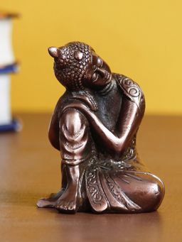 eCraftIndia - Brown Metal Resting Lord Buddha Statue | Buddha Showpiece