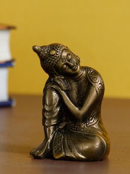 eCraftIndia - Brown Metal Resting Lord Buddha Statue